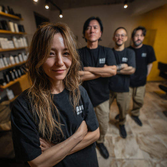 About Us 5 The elegant and luxurious interior of a modern beauty salon with marble floors and gold accents.
