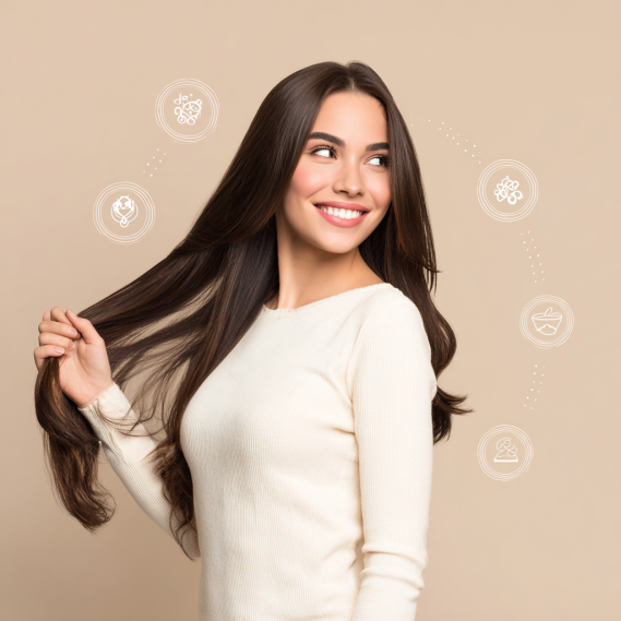 I-Tip Hair Extensions 12 Happy woman showing off voluminous I-tip hair extensions with confidence.