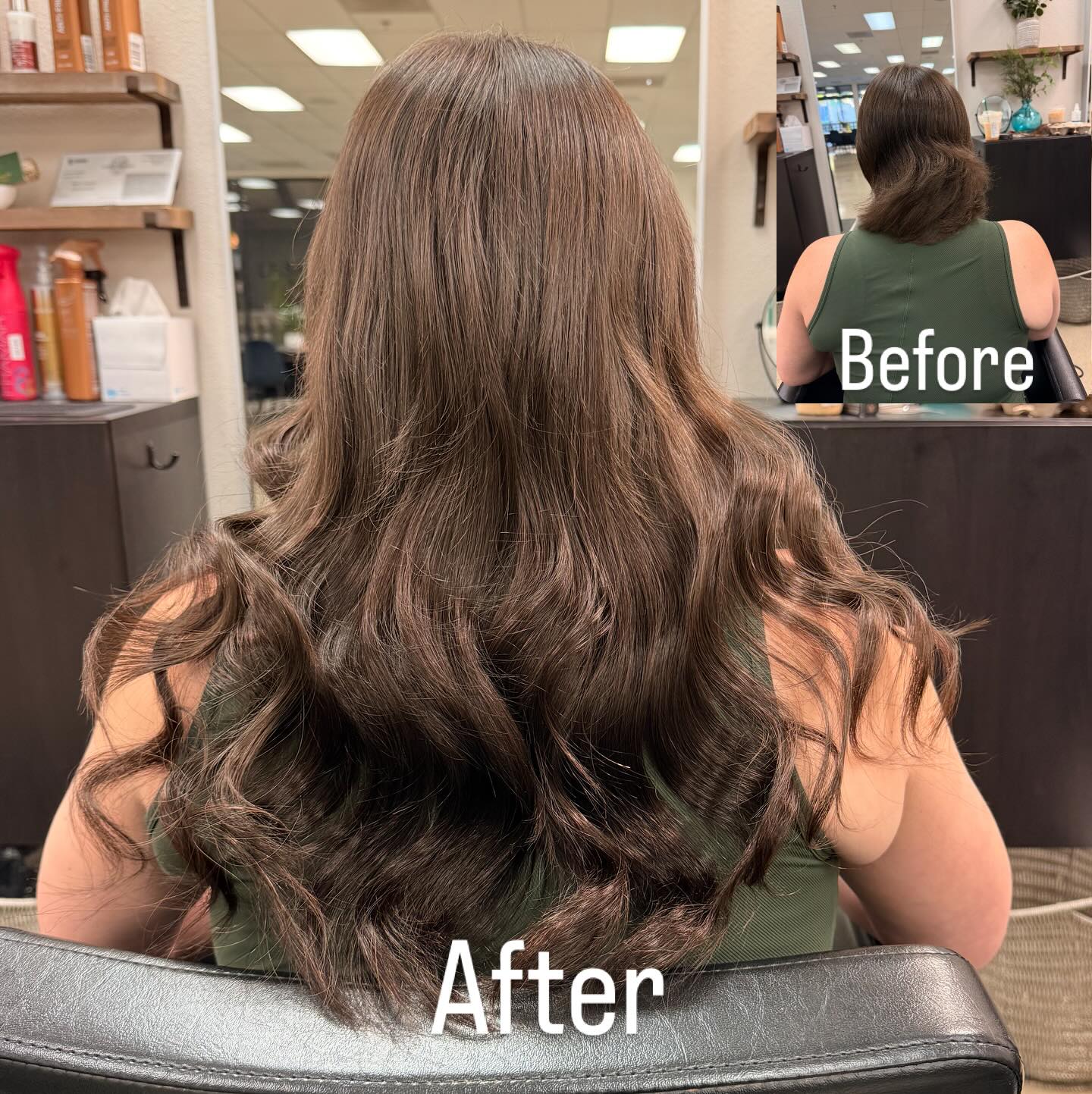 Hair Extensions: Stunning Before and After Transformation Split image showing a