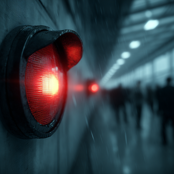Do Hair Extensions Trigger the Alarm at Airport Security? 11 A dramatic, high-detail scene of a security alarm, illustrating how hair extensions trigger the alarm.