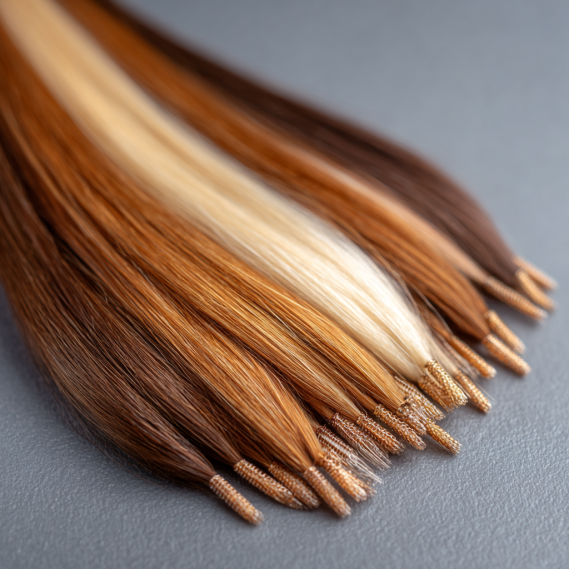 Do Hair Extensions Trigger the Alarm at Airport Security? 7 Keratin fusion hair extensions with visible keratin tips, separated and displayed on a clean surface.